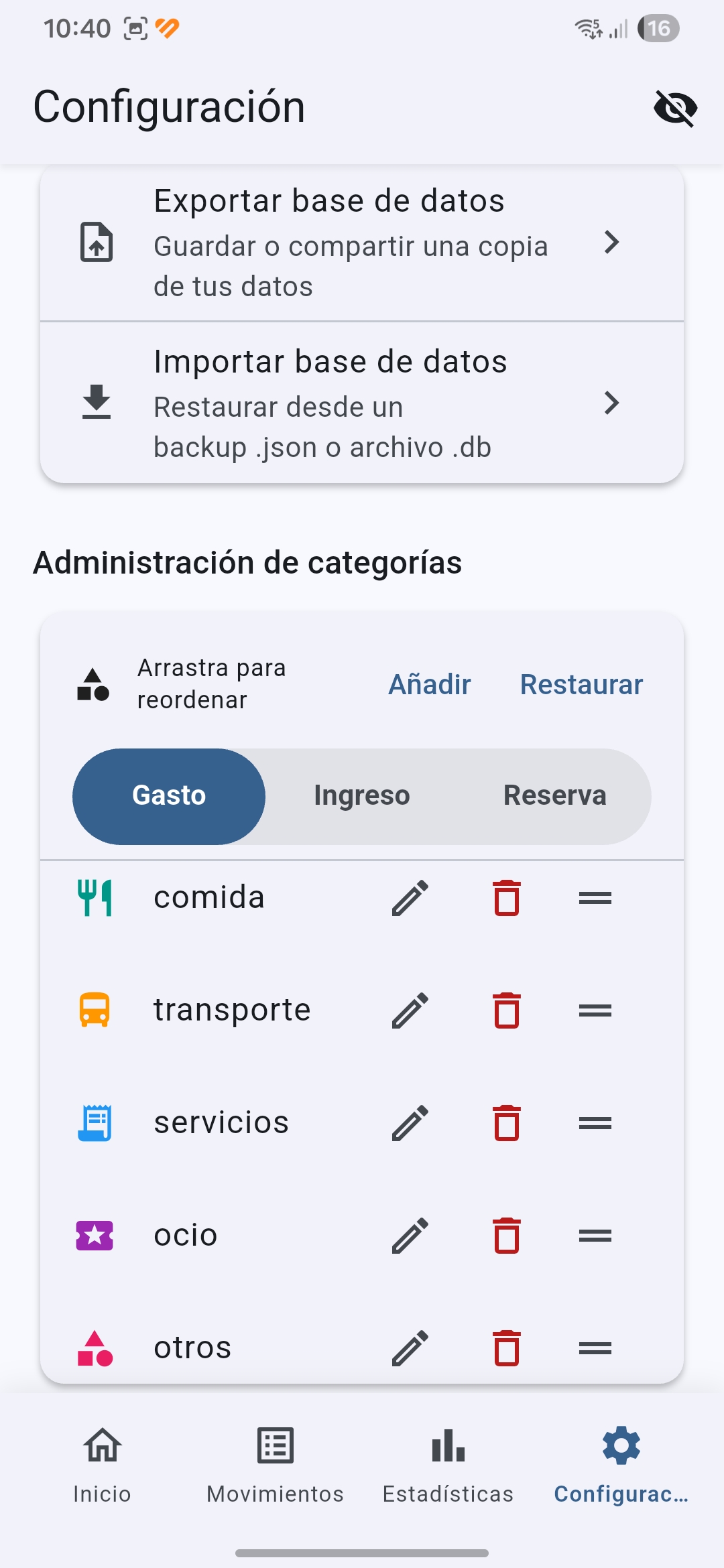 Dinario pantalla 8